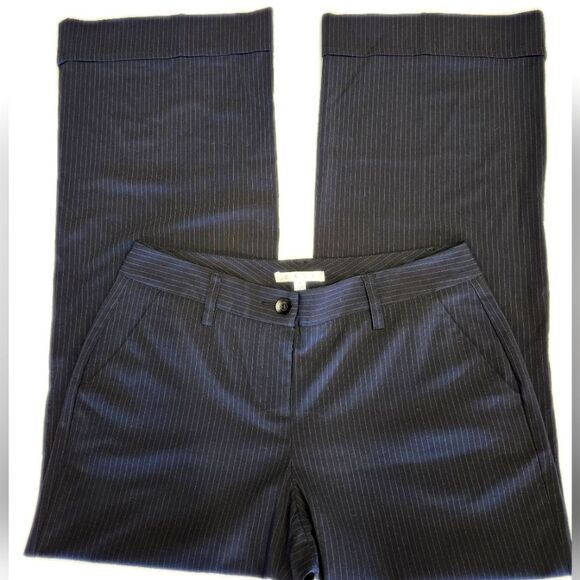 CAbi style #619L wide leg black pinstripe trousers, cuffed, size 10 - Picture 2 of 10
